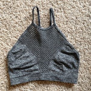 Victoria’s Secret Sport mesh front high neck marled grey sports bra size small